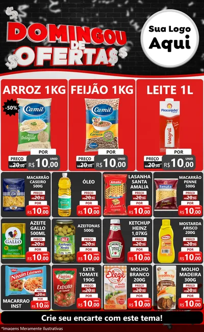 Modelo de Encarte para Encarte Grande com o tema Domingou de Ofertas para Supermercado