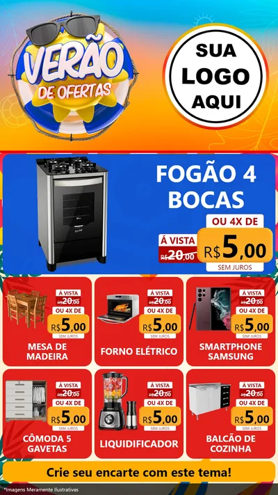 Modelo de Rede Social para Stories com o tema Verão de Ofertas para Móveis e Eletro