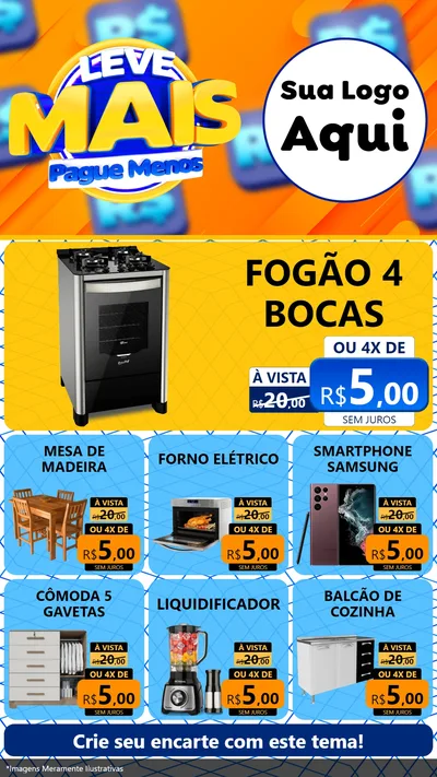 Modelo de Rede Social para Stories com o tema Leve Mais, Pague Menos para Móveis e Eletro