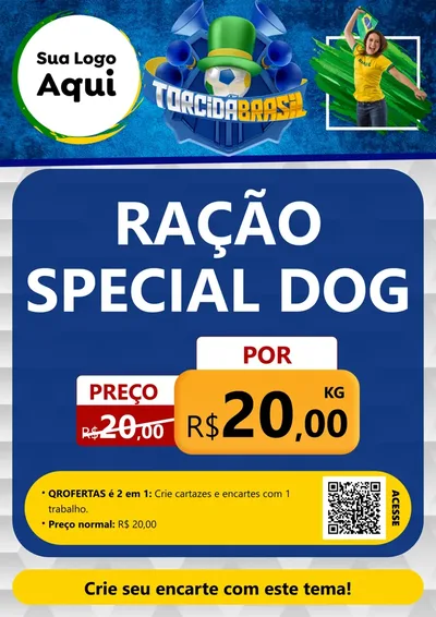 Modelo de Cartaz para Cartaz A4 Vertical com o tema Torcida Brasil - Copa para Pet Shop