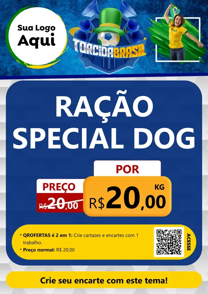 Modelo de Cartaz para Cartaz A4 Vertical com o tema Torcida Brasil - Copa para Pet Shop