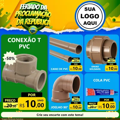 Modelo de Rede Social para Feed Facebook com o tema Feriado da Proclamação da República para Tubos e conexões