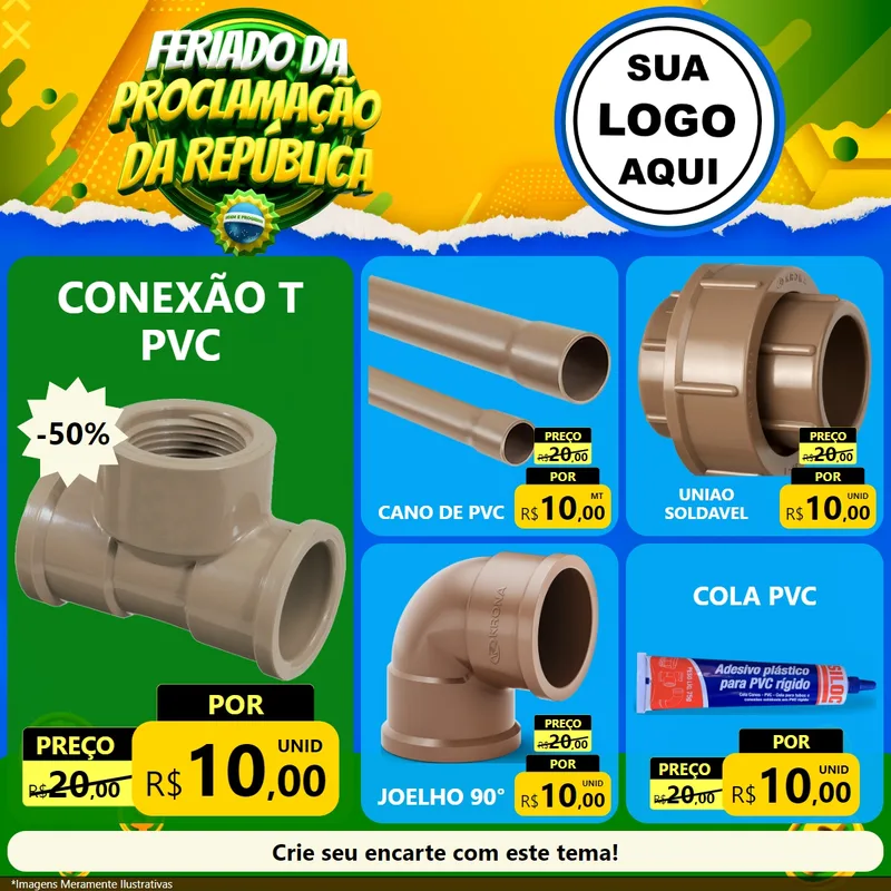 Modelo de Rede Social para Feed Facebook com o tema Feriado da Proclamação da República para Tubos e conexões