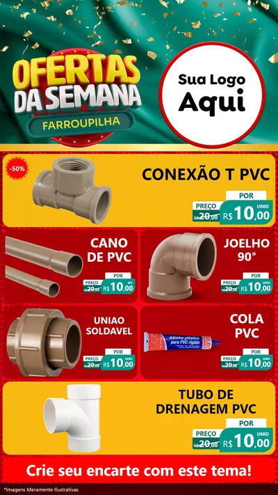 Modelo de TV para TV Vertical com o tema Ofertas da Semana Farroupilha para Tubos e conexões