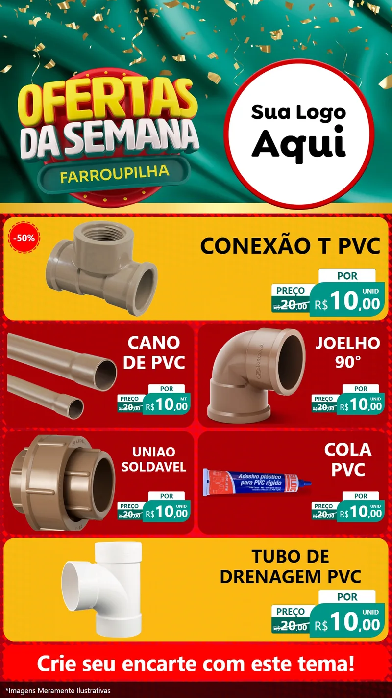 Modelo de TV para TV Vertical com o tema Ofertas da Semana Farroupilha para Tubos e conexões