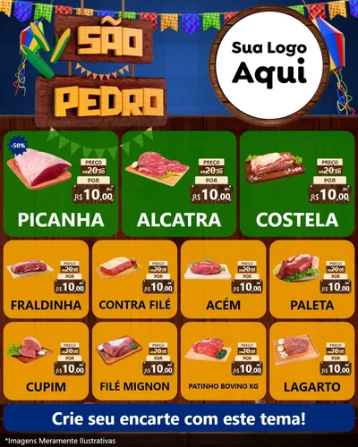 Modelo de Rede Social para Feed Instagram com o tema São Pedro para Açougue