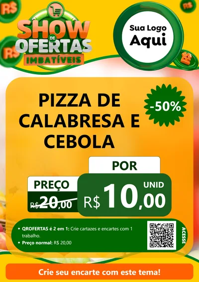 Modelo de Cartaz para Cartaz A4 Vertical com o tema Show de Ofertas Imbatíveis para Pizzaria