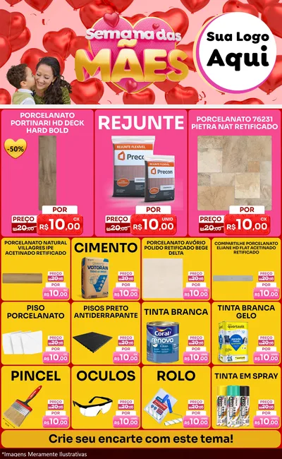Modelo de Encarte para Encarte Grande com o tema Semana Das Mães para Pisos e revestimentos