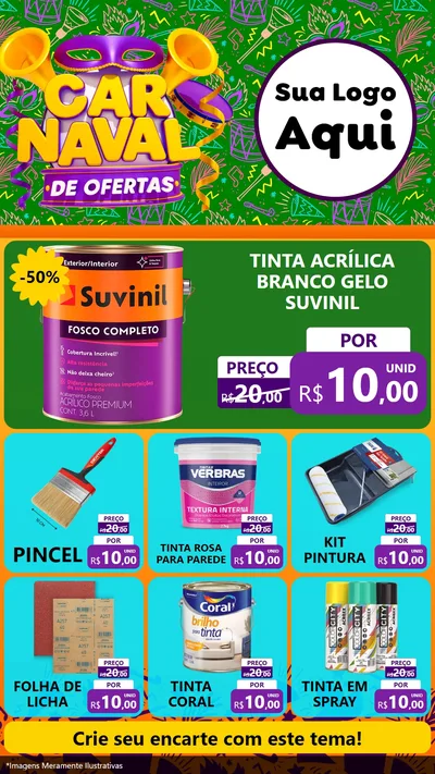 Modelo de Rede Social para Stories com o tema Carnaval de Ofertas para Tintas e Ferramentas
