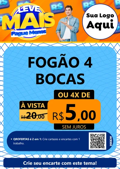 Modelo de Cartaz para Cartaz A4 Vertical com o tema Leve Mais, Pague Menos para Móveis e Eletro