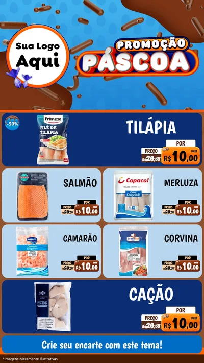 Modelo de TV para TV Vertical com o tema Promoção Páscoa para Peixaria