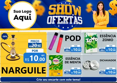 Modelo de Encarte para Encarte A4 Horizontal com o tema Show de Ofertas para Tabacaria