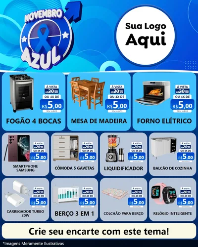 Modelo de Rede Social para Feed Instagram com o tema Novembro Azul para Móveis e Eletro