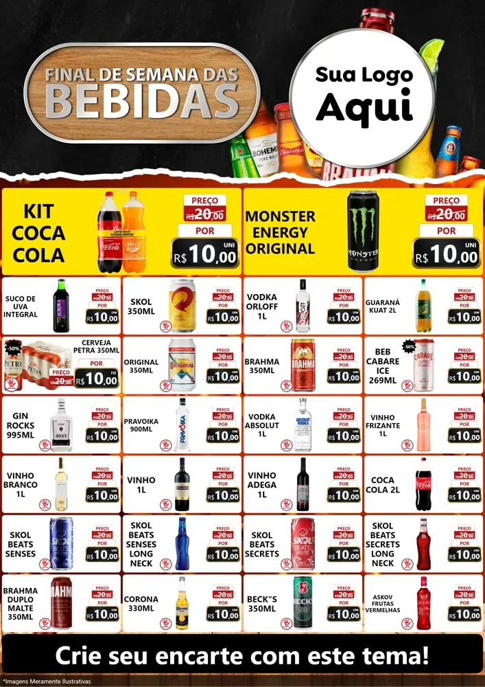 Modelo de Encarte para Encarte A4 Vertical com o tema Final de semana das Bebidas para Distribuidora de bebidas