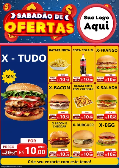 Modelo de Encarte para Encarte A4 Vertical com o tema Sabadão de Ofertas para Hamburgueria