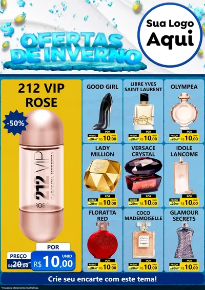 Modelo de Encarte para Encarte A4 Vertical com o tema Ofertas de Inverno para Perfumes