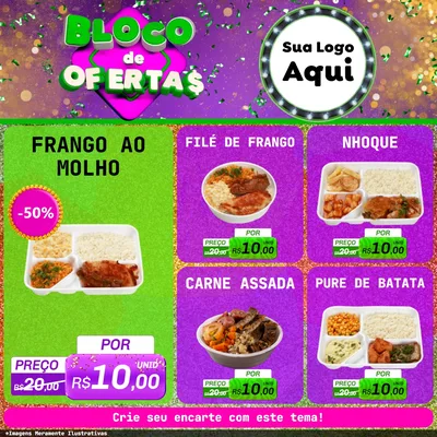 Modelo de Rede Social para Feed Facebook com o tema Bloco de Ofertas para Restaurante