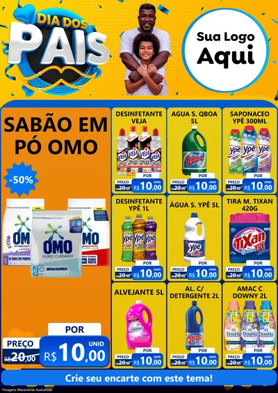 Modelo de Encarte para Encarte A4 Vertical com o tema Dia dos Pais para Produtos de Limpeza
