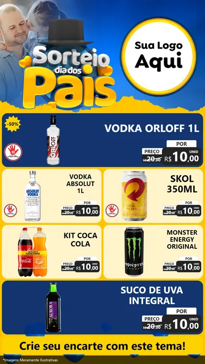 Modelo de TV para TV Vertical com o tema Sorteio Dia Dos Pais para Distribuidora de bebidas