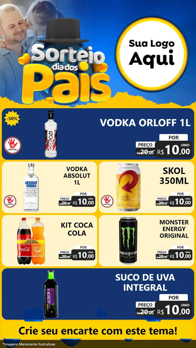 Modelo de TV para TV Vertical com o tema Sorteio Dia Dos Pais para Distribuidora de bebidas
