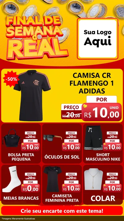 Modelo de Rede Social para Stories com o tema Final de Semana do Real para Roupas e acessórios