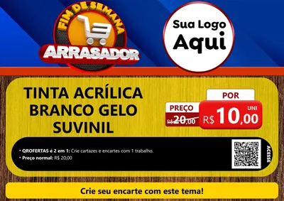 Modelo de Cartaz para Cartaz A4 Horizontal com o tema Fim De Semana Arrasador para Tintas e Ferramentas