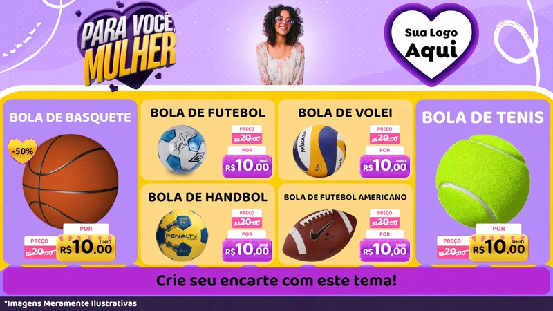 Modelo de TV para TV Horizontal com o tema Para Você, Mulher para Artigos Esportivos