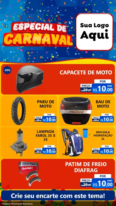 Modelo de TV para TV Vertical com o tema Especial de Carnaval para Moto peças