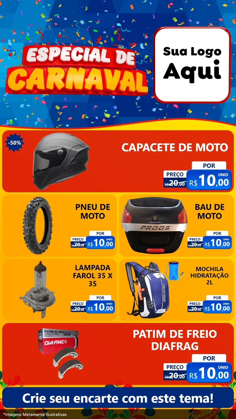 Modelo de TV para TV Vertical com o tema Especial de Carnaval para Moto peças