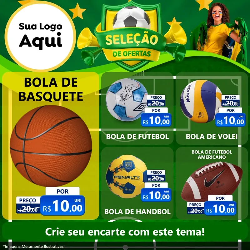 Modelo de Rede Social para Feed Facebook com o tema Seleção de Ofertas - Copa para Artigos Esportivos