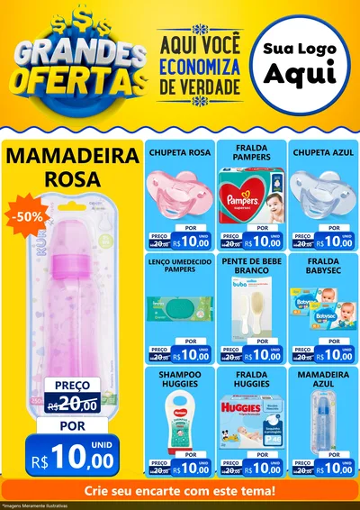 Modelo de Encarte para Encarte A4 Vertical com o tema Grandes Ofertas para Bebês
