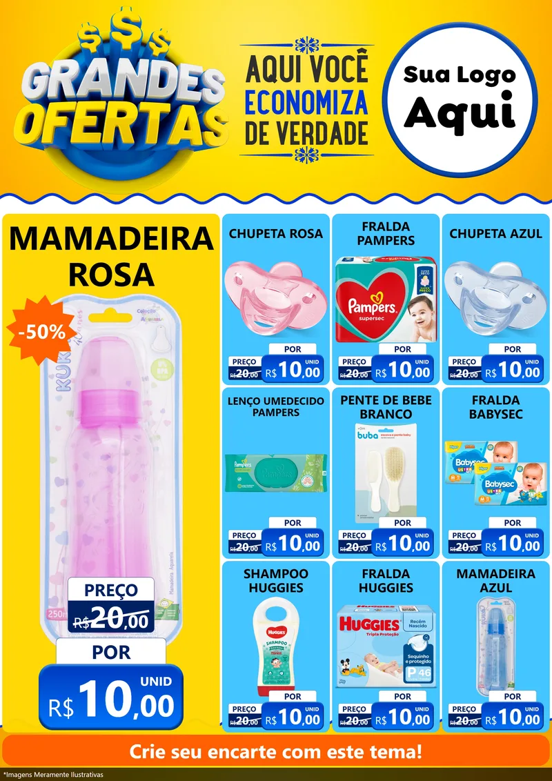 Modelo de Encarte para Encarte A4 Vertical com o tema Grandes Ofertas para Bebês
