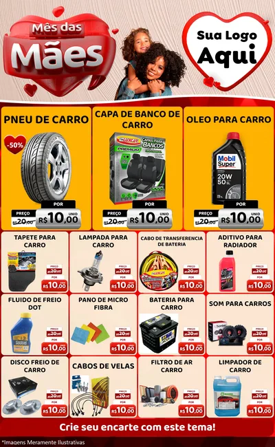 Modelo de Encarte para Encarte Grande com o tema Mês das Mães para Auto peças