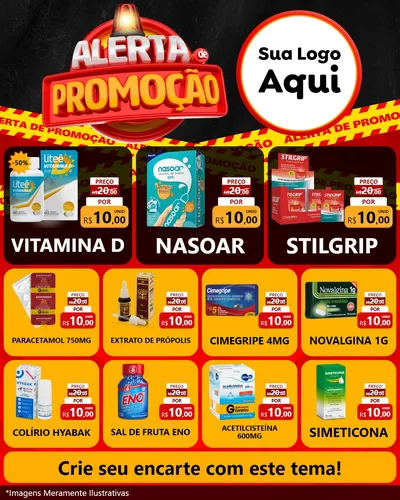 Modelo de Rede Social para Feed Instagram com o tema Alerta de Promoção para Farmácia