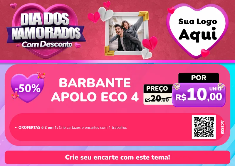 Modelo de Cartaz para Cartaz A4 Horizontal com o tema Dia Dos Namorados Com Desconto para Armarinho e Aviamentos