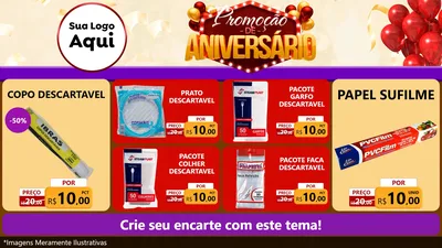 Modelo de TV para TV Horizontal com o tema Promoção de Aniversário para Embalagens