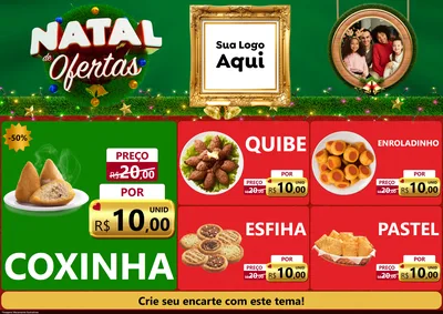 Modelo de Encarte para Encarte A4 Horizontal com o tema Natal de Ofertas para Salgadaria