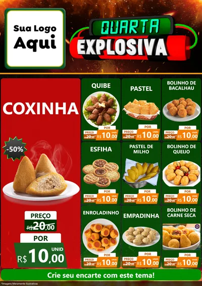 Modelo de Encarte para Encarte A4 Vertical com o tema Quarta Explosiva para Salgadaria