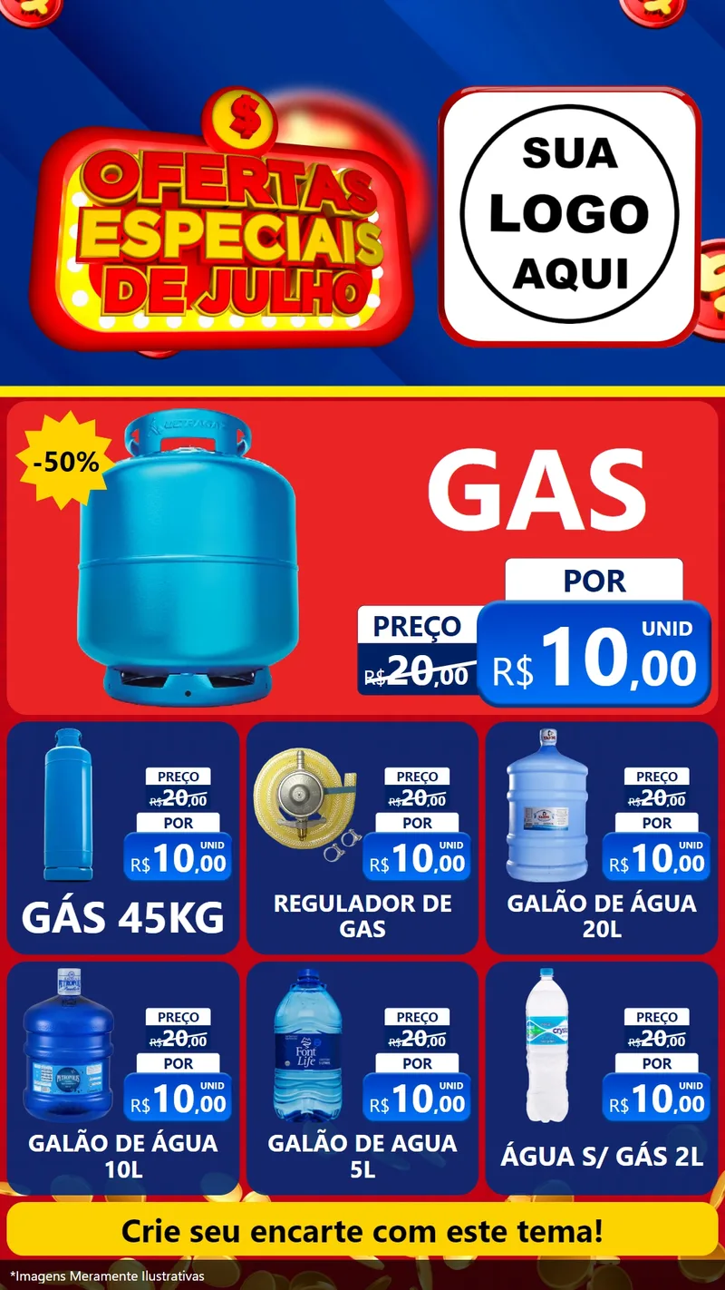 Modelo de Rede Social para Stories com o tema Ofertas Especiais de Julho para Água e gás