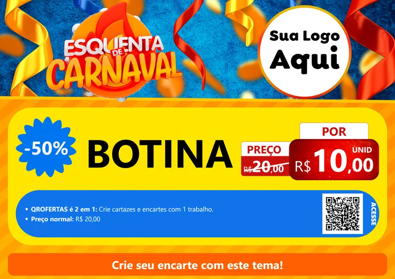 Modelo de Cartaz para Cartaz A4 Horizontal com o tema Esquenta de Carnaval para Agropecuária
