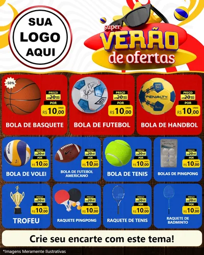 Modelo de Rede Social para Feed Instagram com o tema Super Verão de Ofertas para Artigos Esportivos
