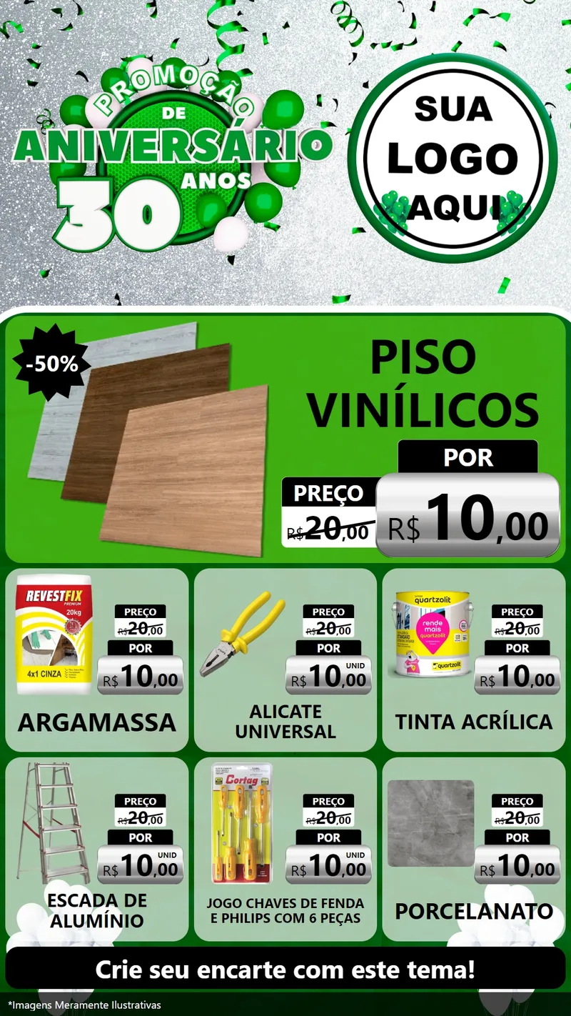Modelo de Rede Social para Stories com o tema Promoção de Aniversário - 30 Anos para Material para Construção