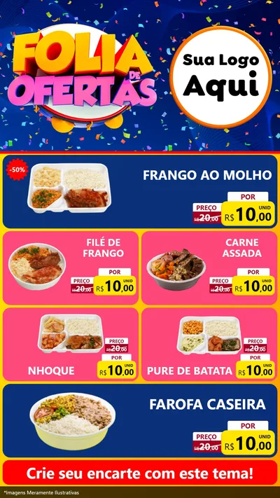 Modelo de TV para TV Vertical com o tema Folia de Ofertas para Restaurante