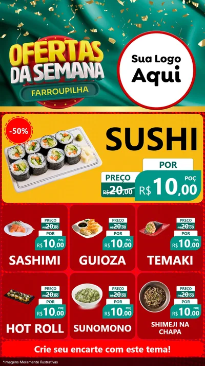 Modelo de Rede Social para Stories com o tema Ofertas da Semana Farroupilha para Comida japonesa