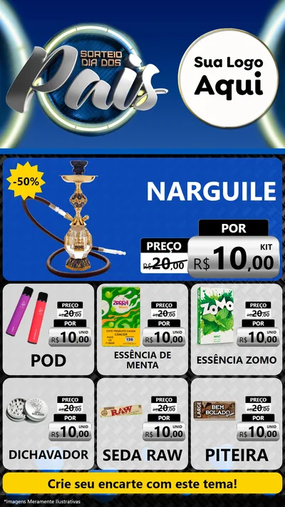 Modelo de Rede Social para Stories com o tema Sorteio Dia Dos Pais para Tabacaria