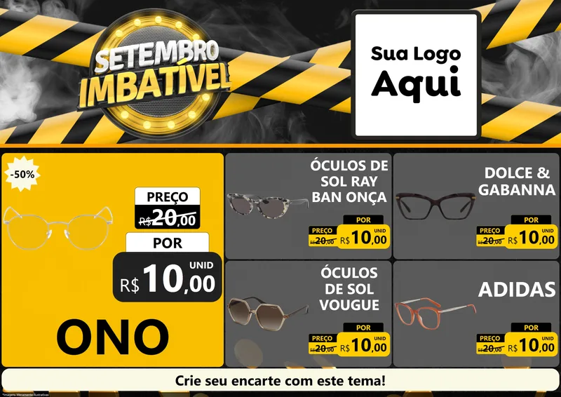 Modelo de Encarte para Encarte A4 Horizontal com o tema Setembro Imbatível para Óticas