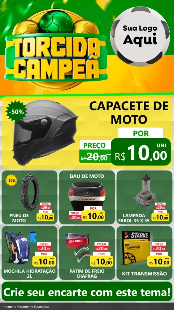 Modelo de Rede Social para Stories com o tema Torcida Campeã - Copa para Moto peças