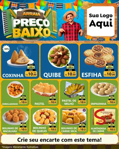 Modelo de Rede Social para Feed Instagram com o tema Arraiá de Preço Baixo - Junina para Salgadaria