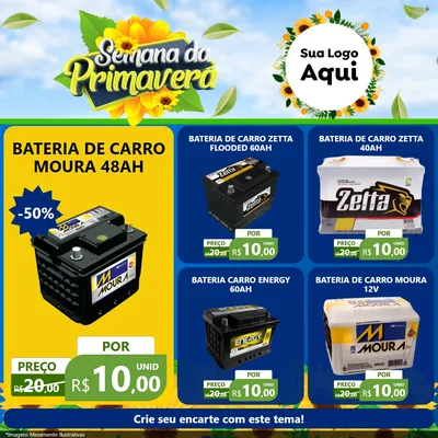 Modelo de Rede Social para Feed Facebook com o tema Semana da Primavera para Baterias Elétricas