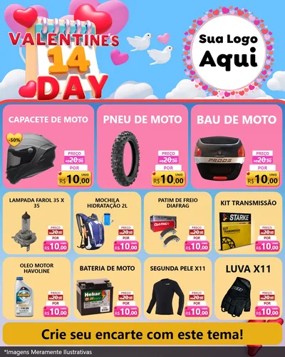 Modelo de Rede Social para Feed Instagram com o tema Valentine's Day para Moto peças